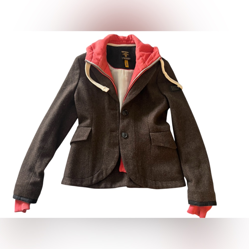 Super Dry wool blend coat and hoodie small - Picture 2 of 10